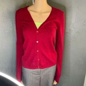 Classiques Entier Cashmere Red Women Button-Up Cardigan Size XS